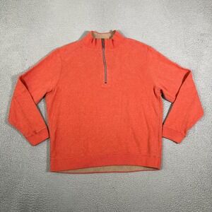 Tommy Bahama Sweater Mens Large Orange‎ Reversible 1/4 Zip Casual Preppy Logo